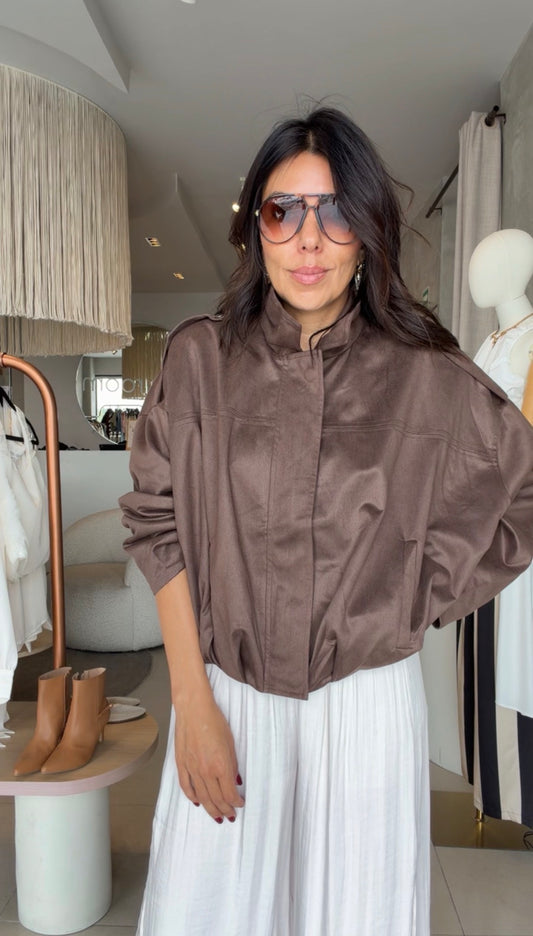 Bomber cafe suede