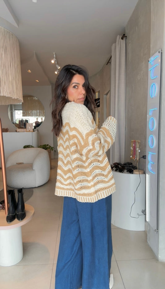 Suéter ondas beige