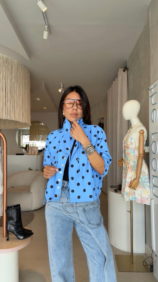 Pre order Chamarra polka dots azul