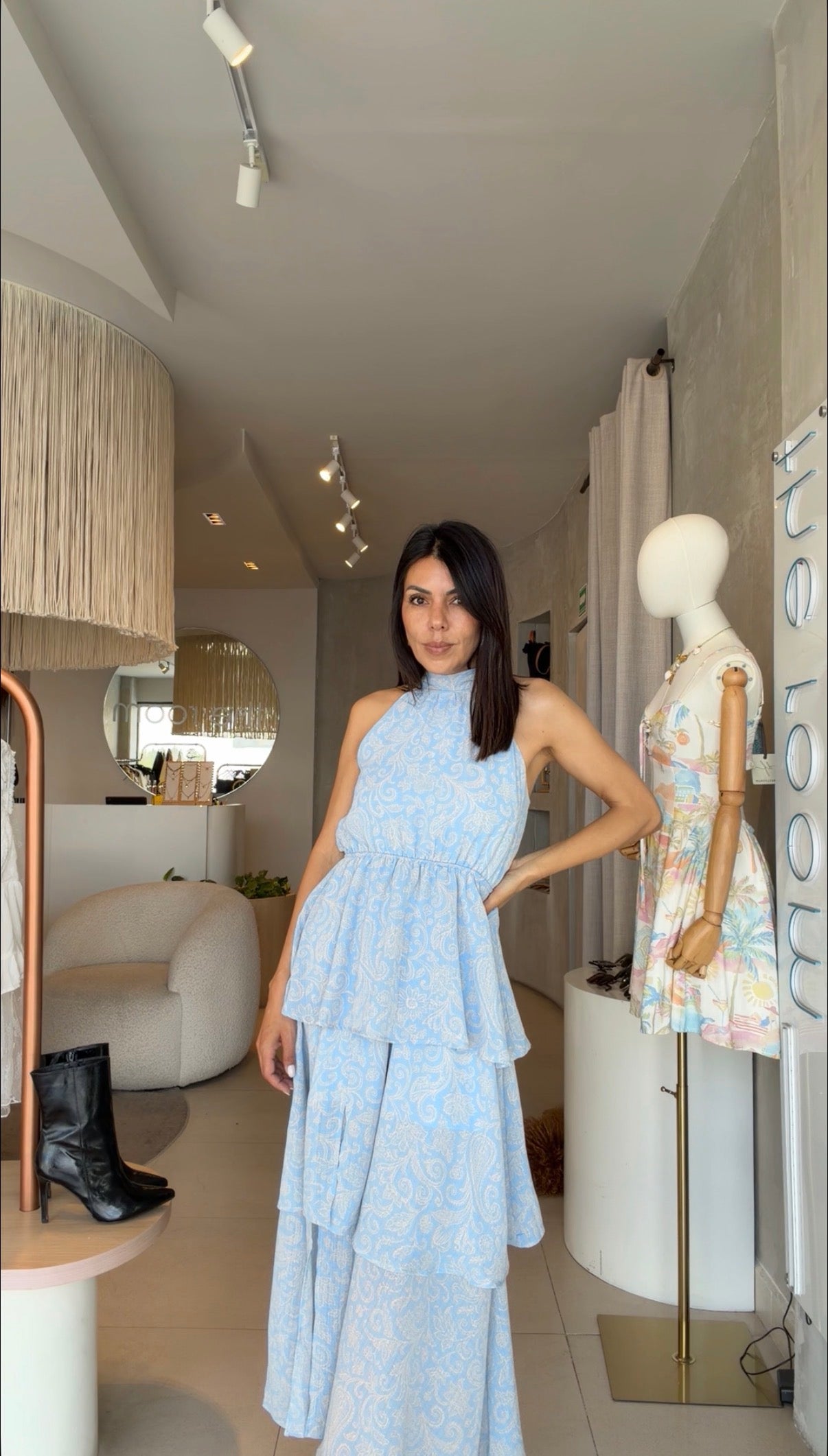 Vestido azul estampado