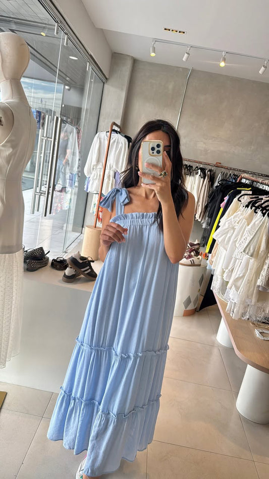 Maxi vestido azul tirantes