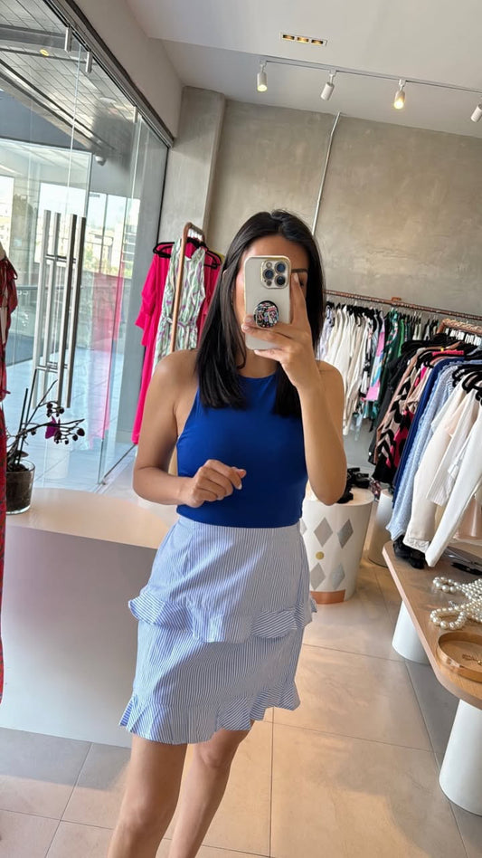 Falda azul rayada