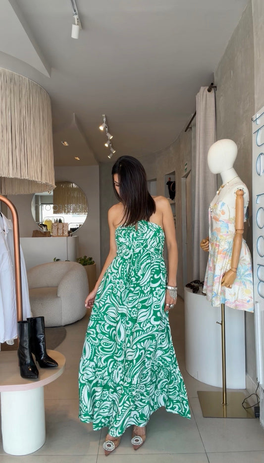 Vestido verde cruzado