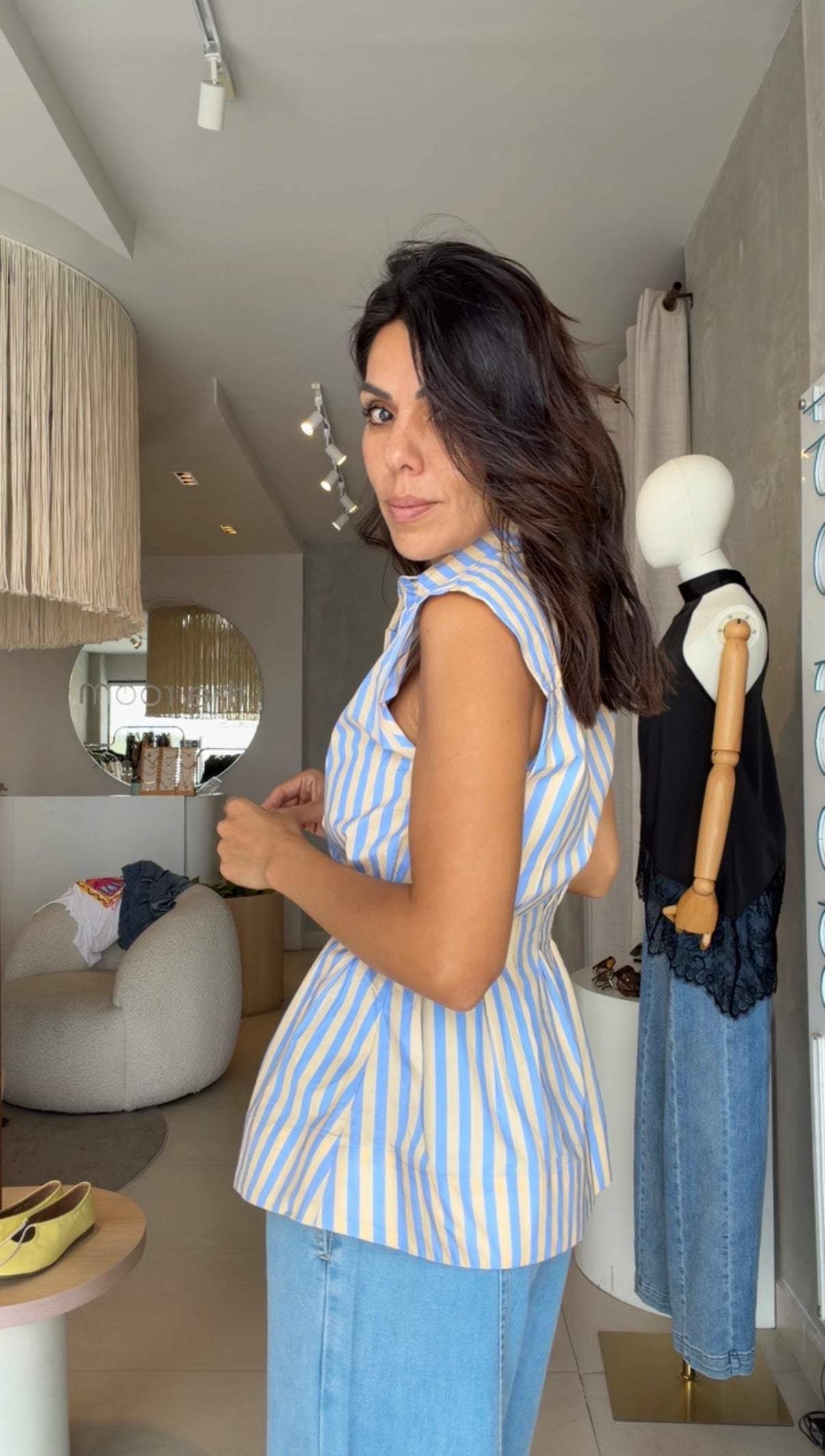 Blusa rayas amarillas y azul