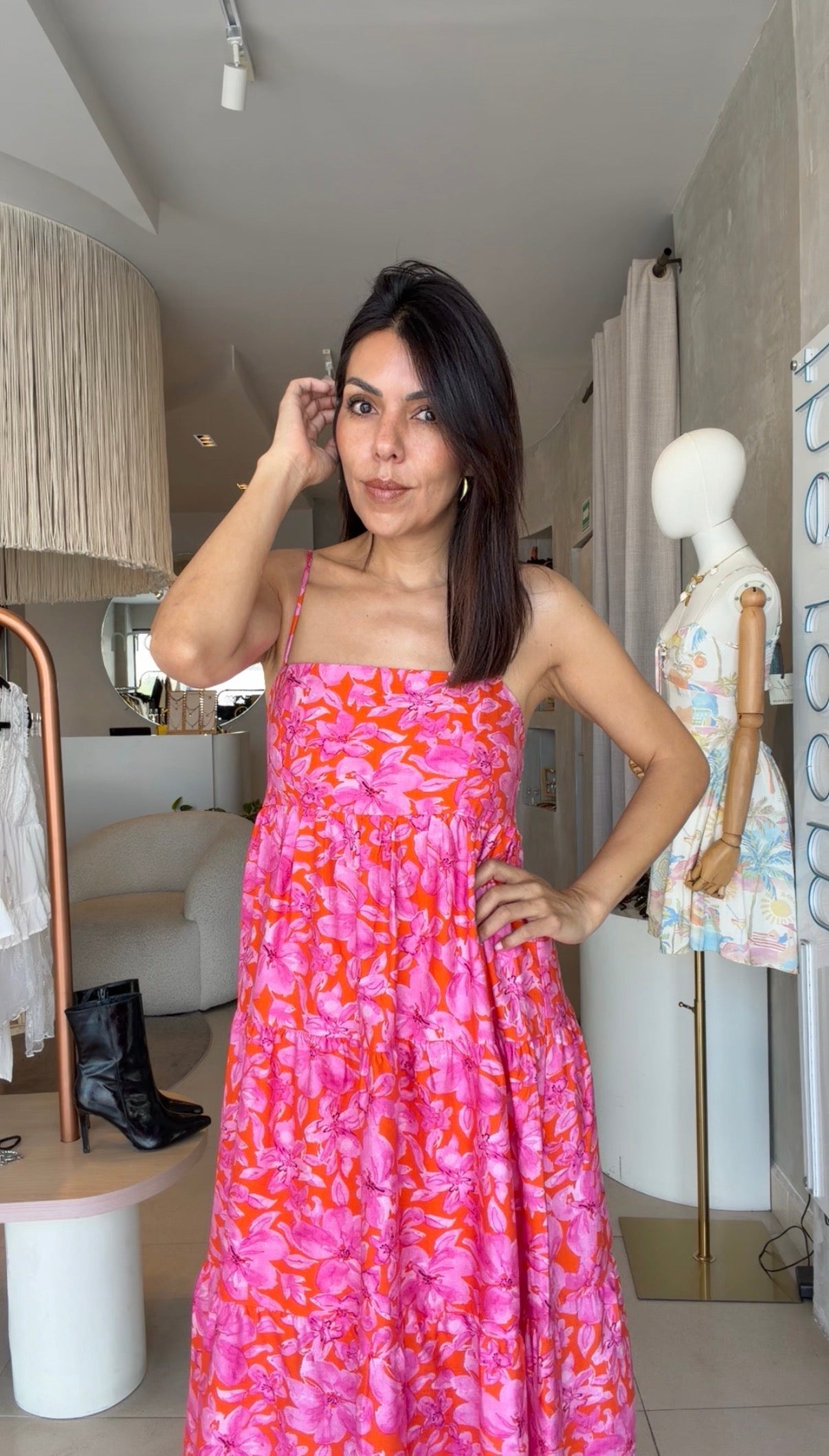 Vestido rosa flores