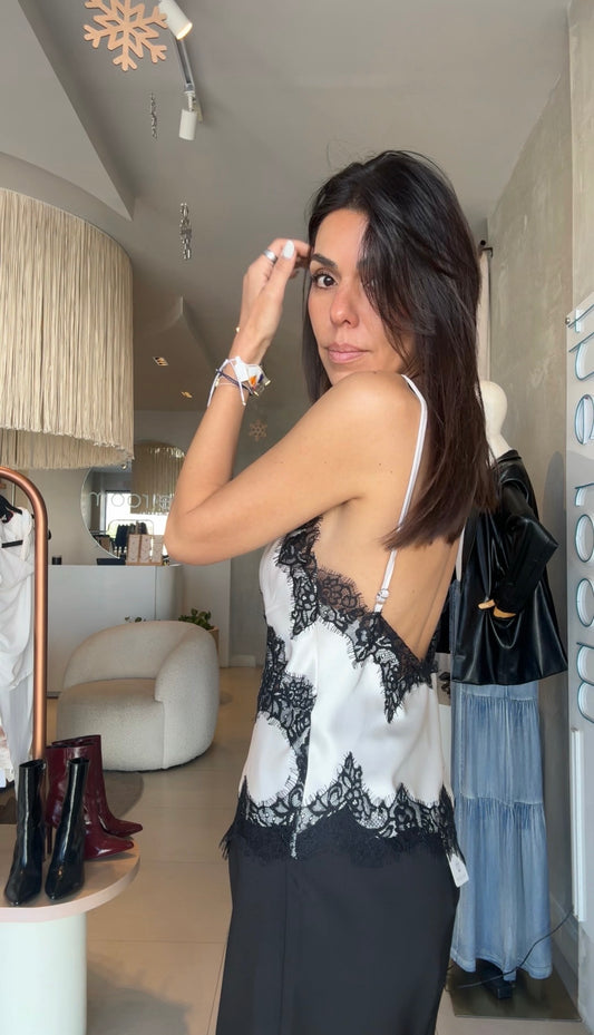 Top lencero blanco y negro