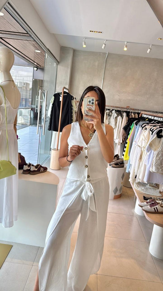 Set blanco pantalón pareo