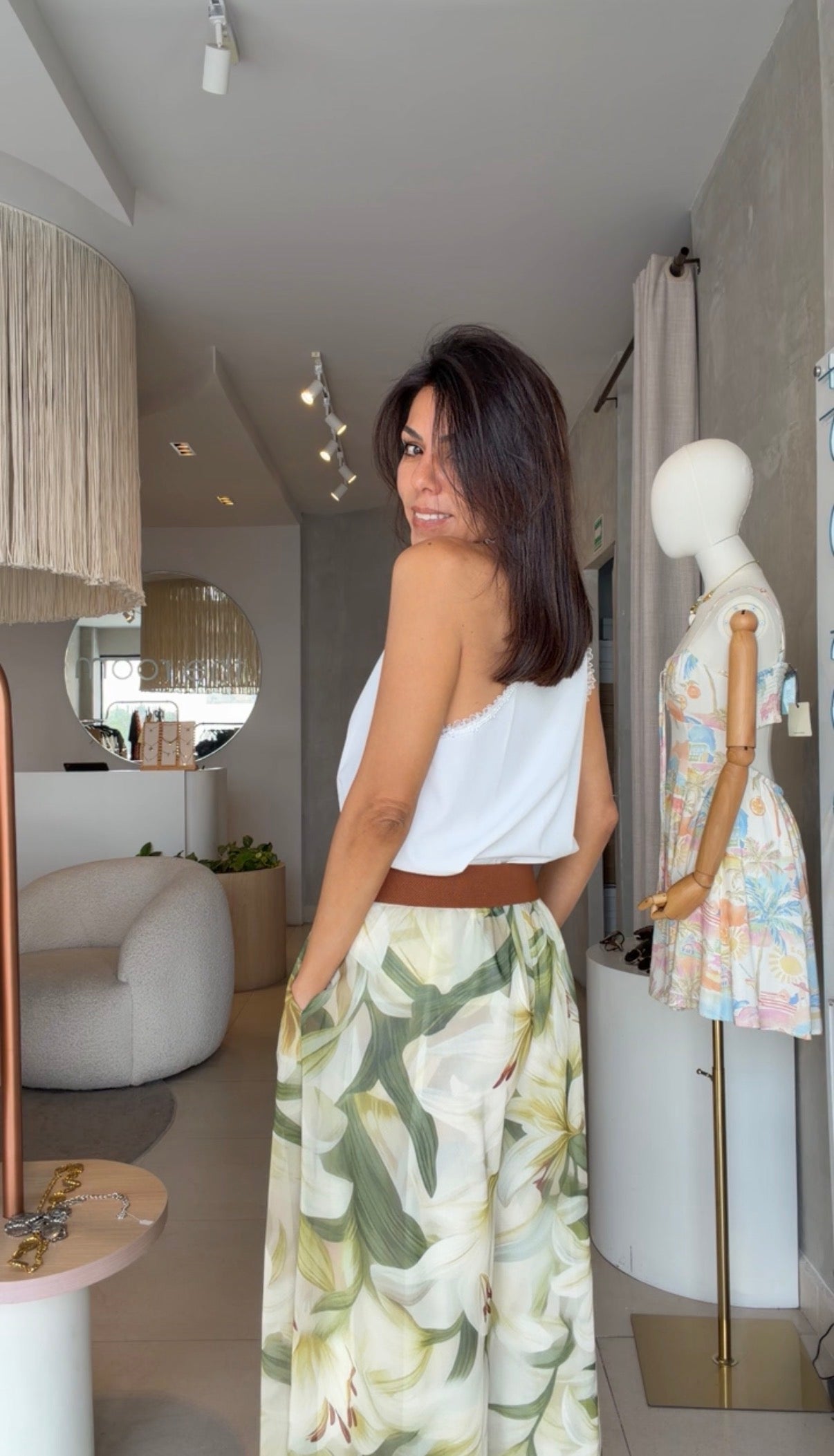 Set pantalón verde flores
