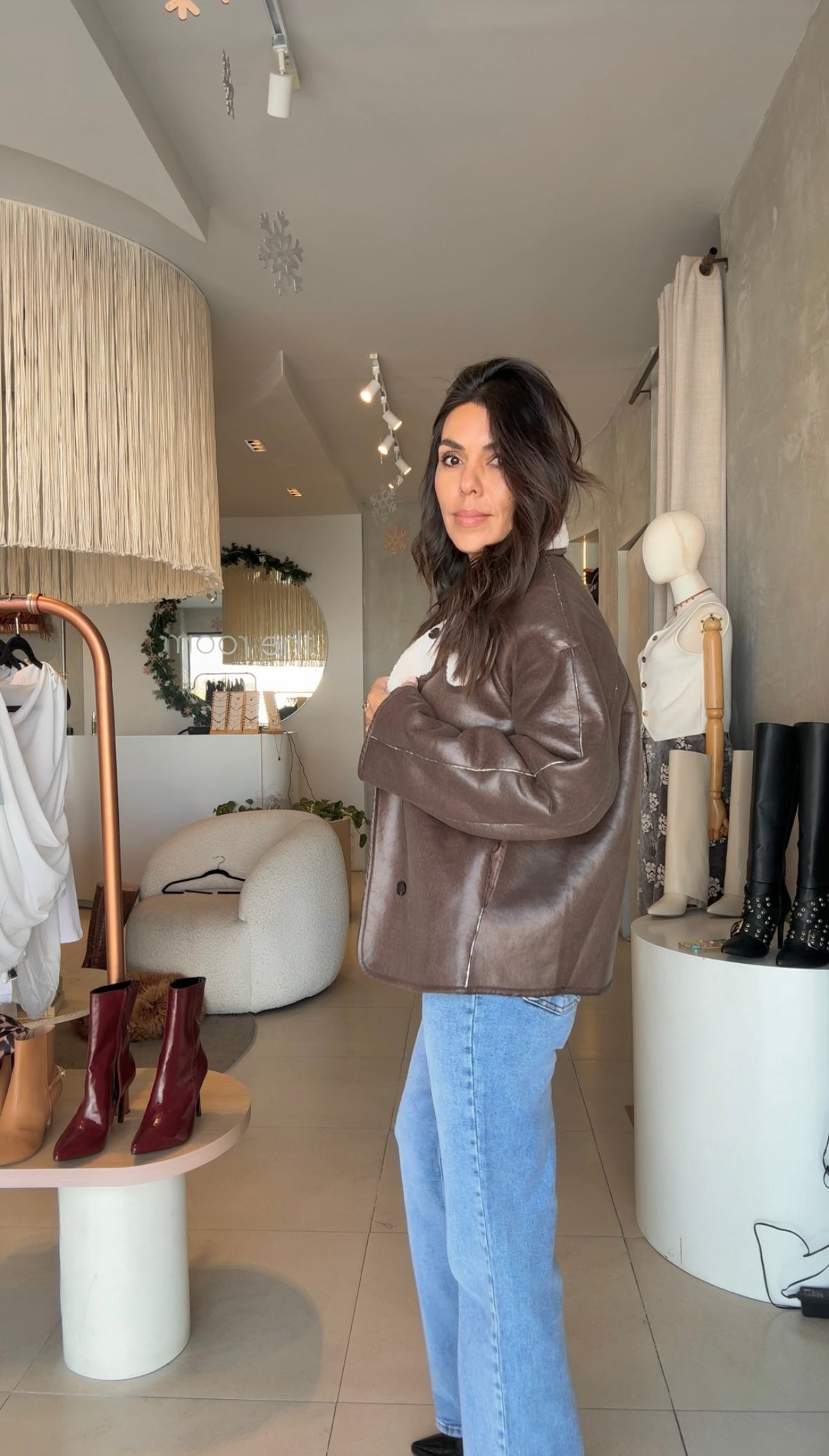 Chamarra café borreguito