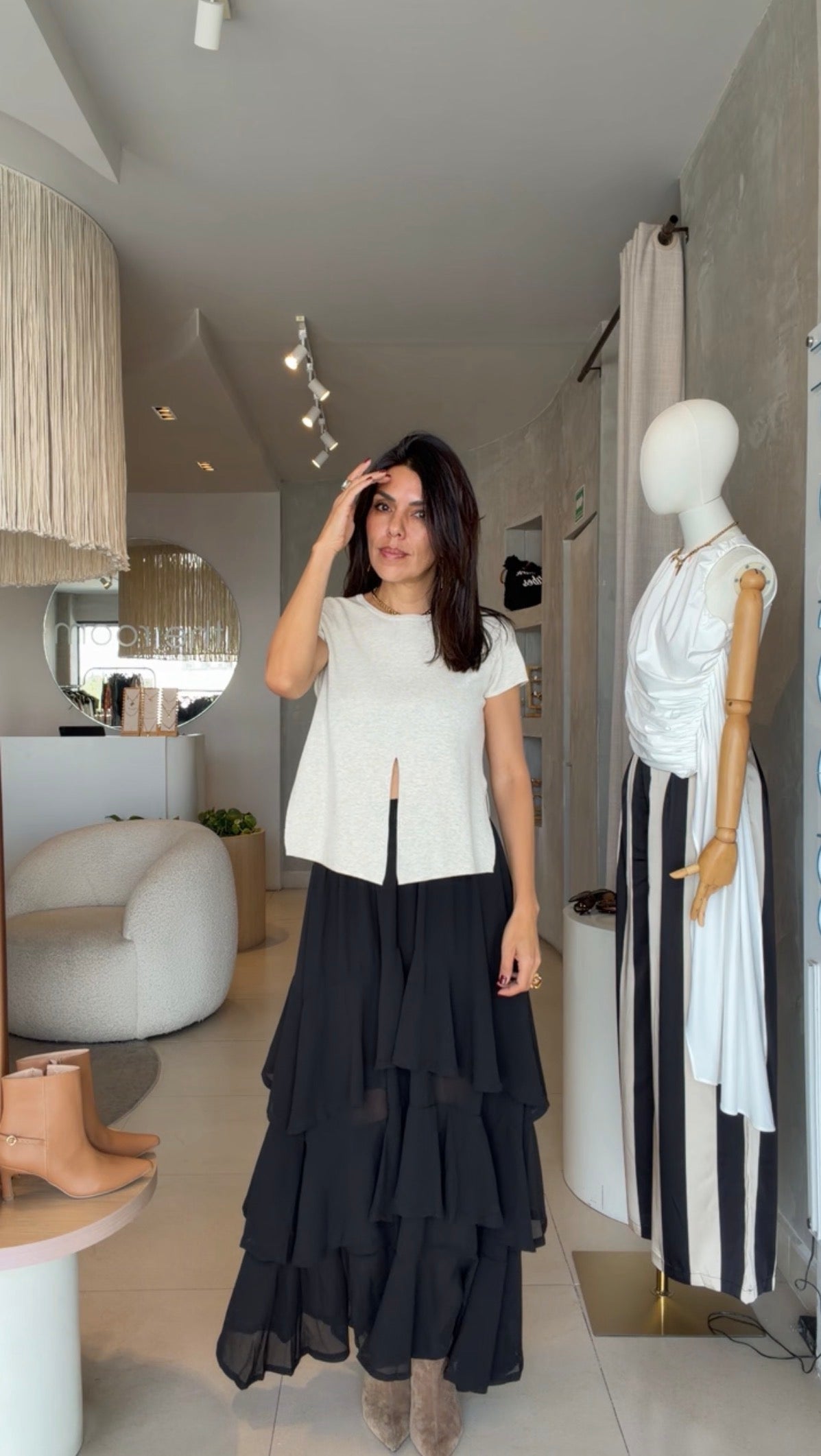 Blusa beige abertura