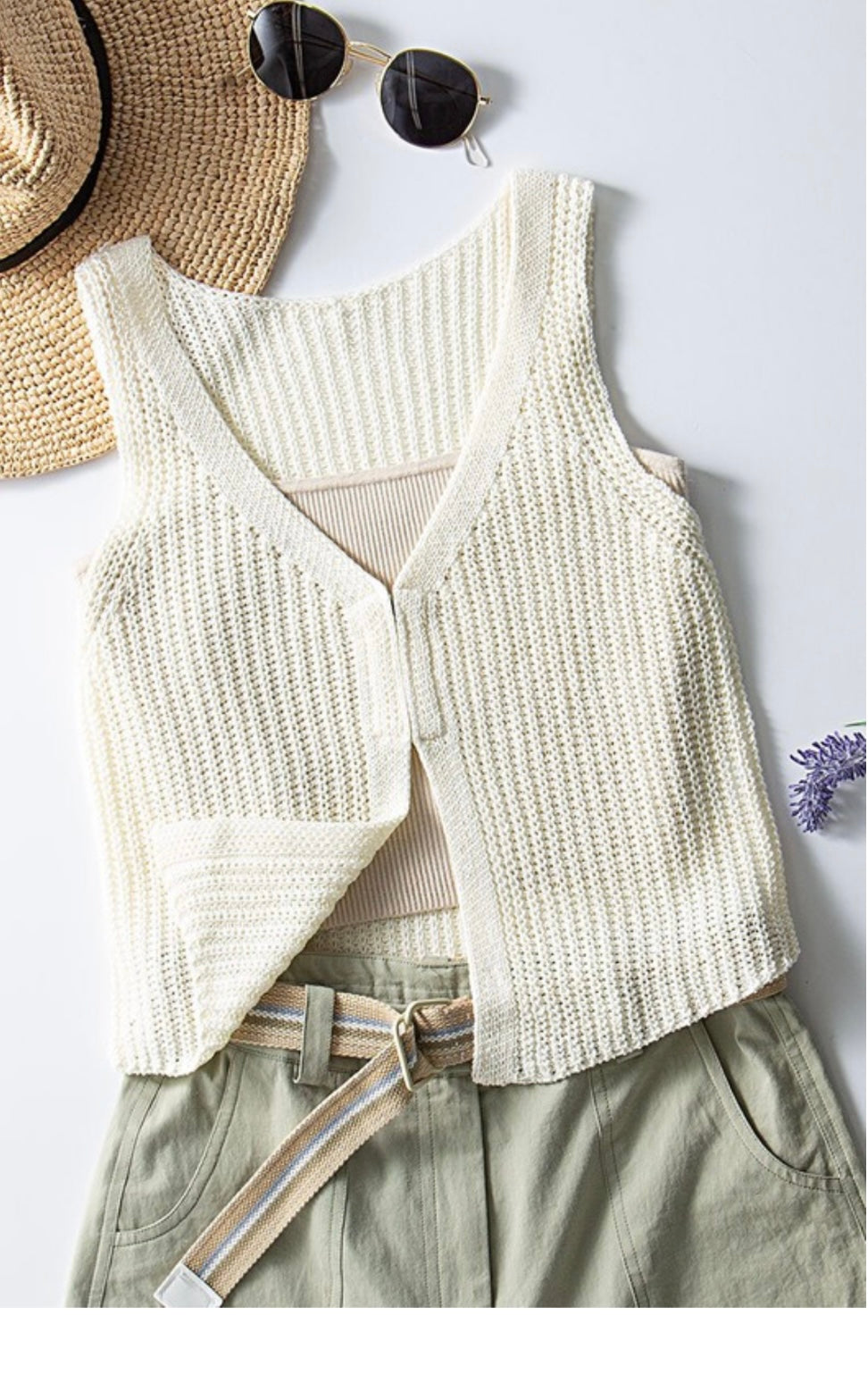 Chaleco beige tejido