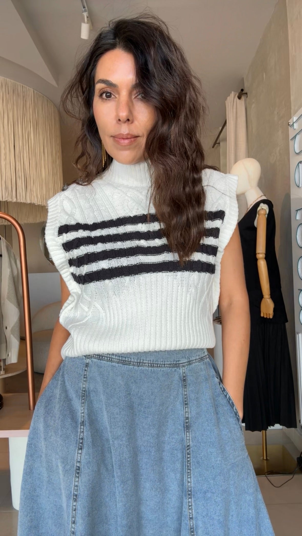 Chaleco rayado botones