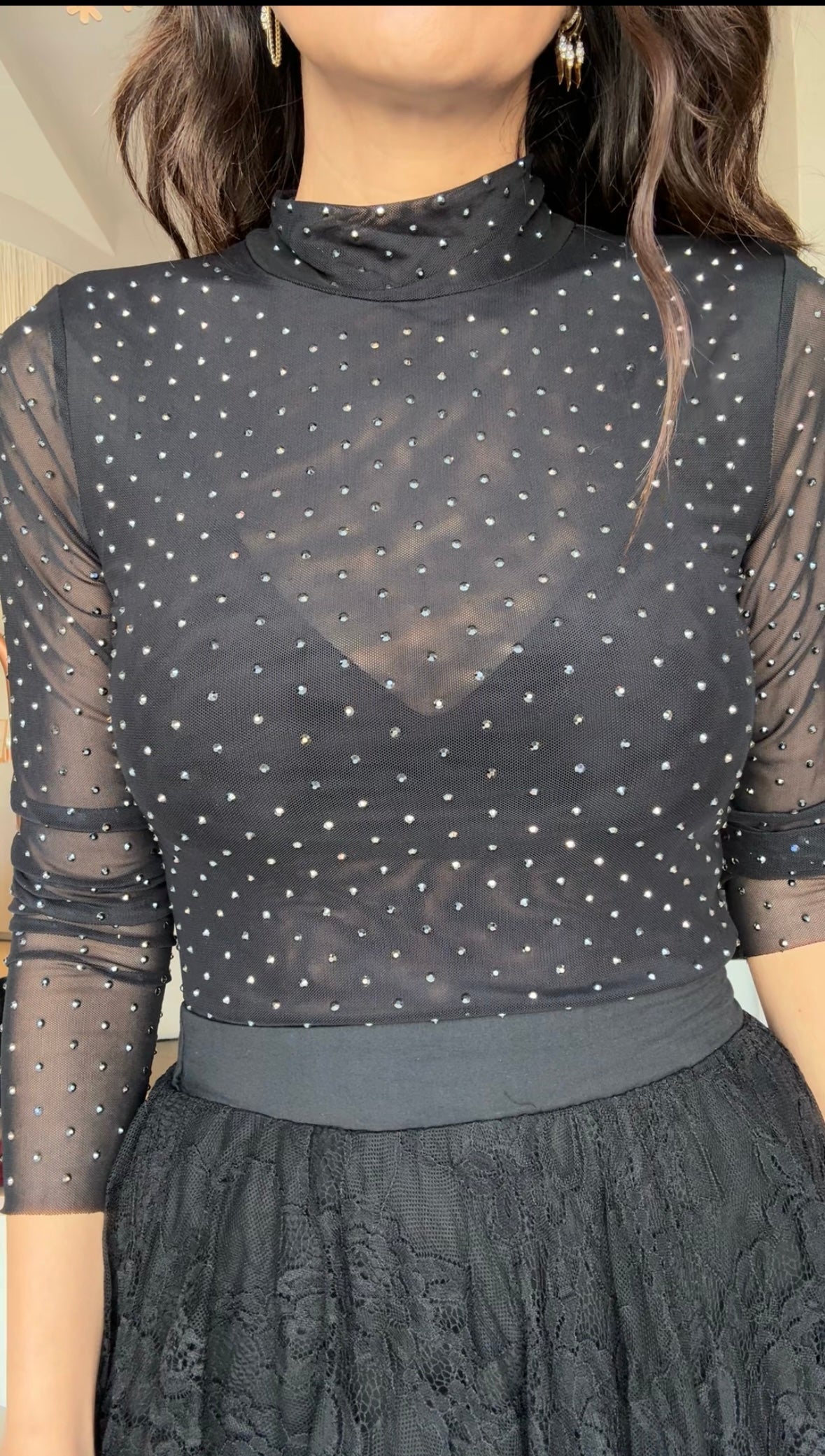 Blusa mesh brillos