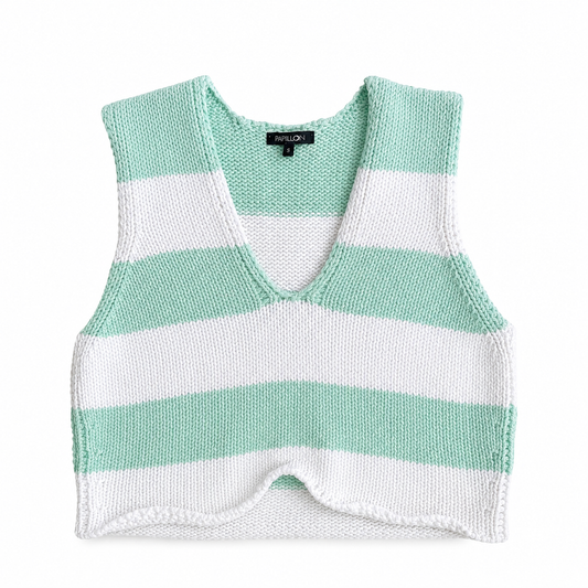 Top menta con blanco