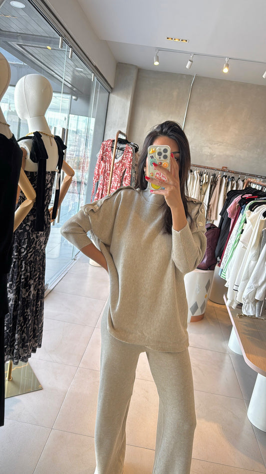 Set beige punto botones