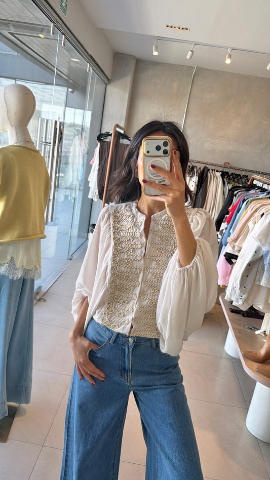 Blusa gasa beige