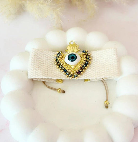 Pulsera hilo blanco ojo