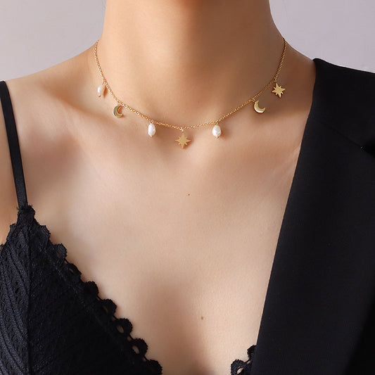 Collar lunas y perlas
