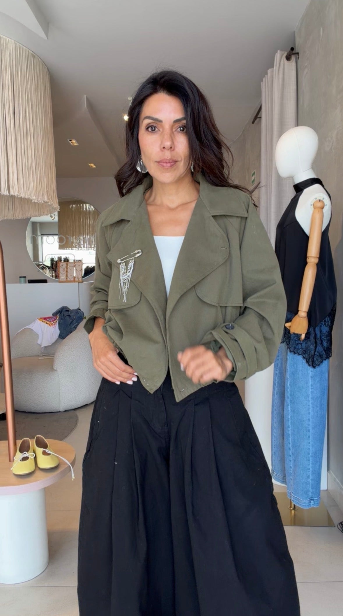 Gabardina corta verde