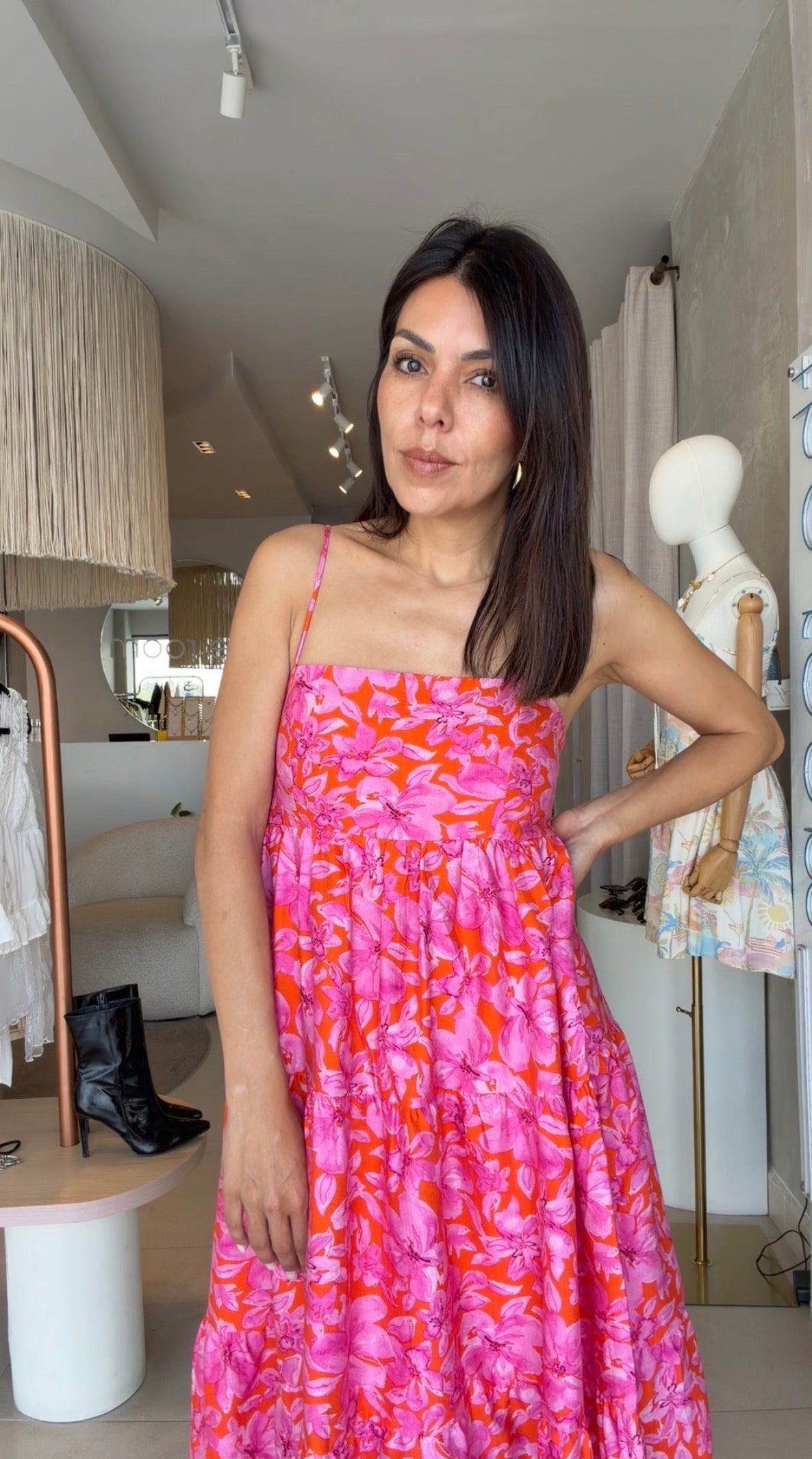 Vestido rosa flores