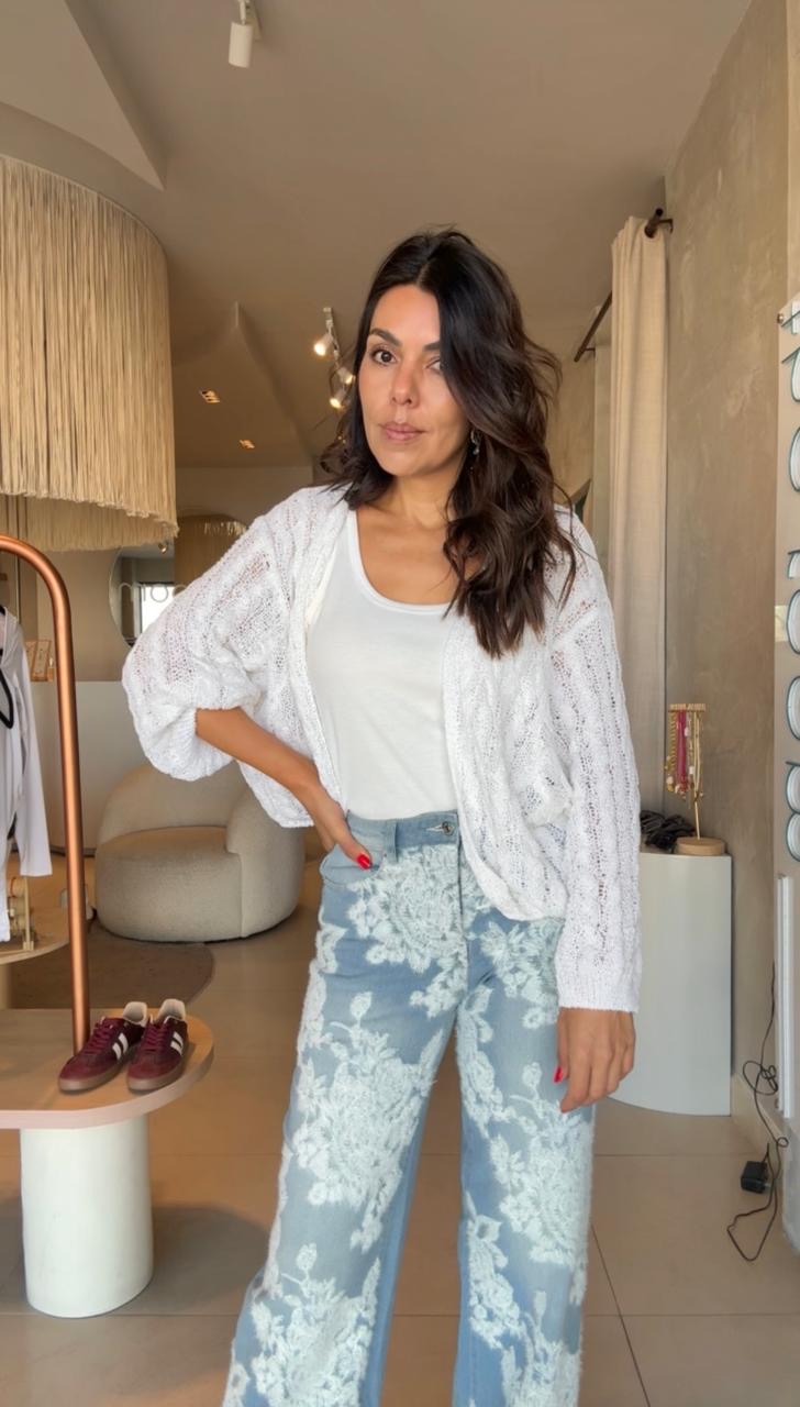 Cardigan blanco calado