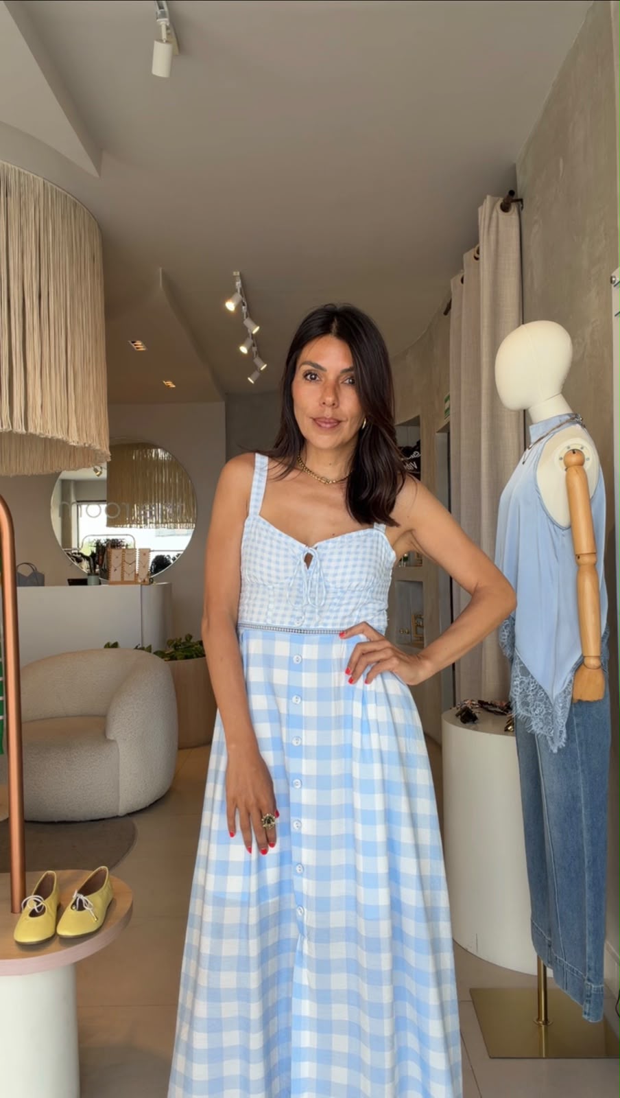 Vestido cuadros azul
