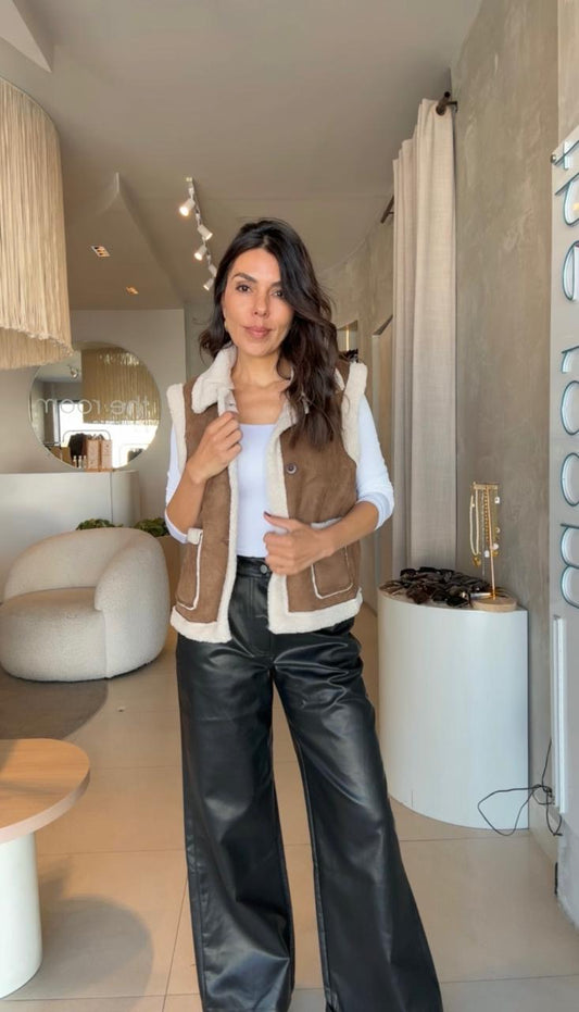 Chaleco borreguito café