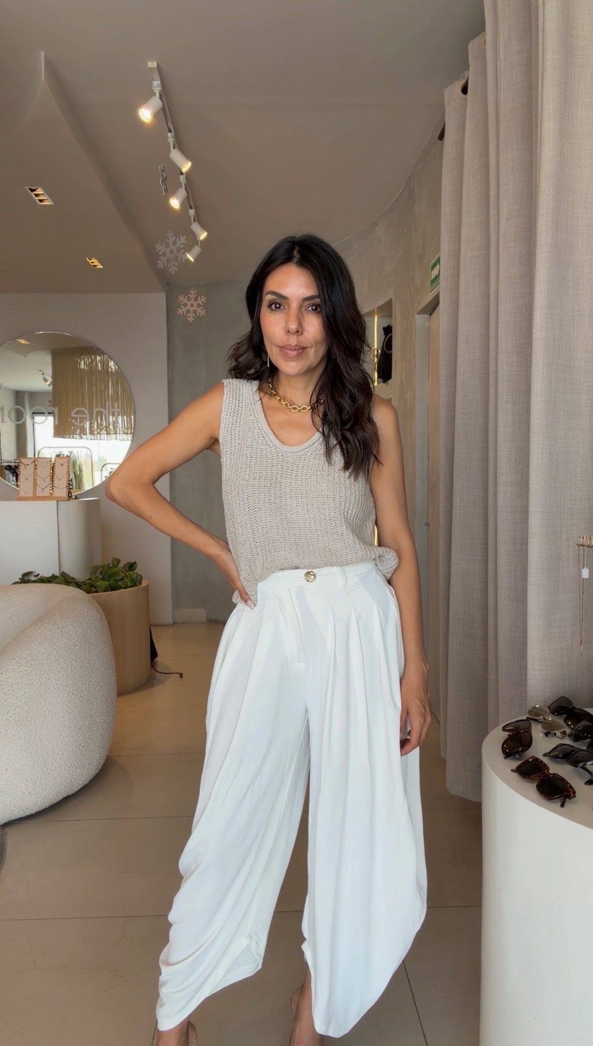 Pantalón beige balloon