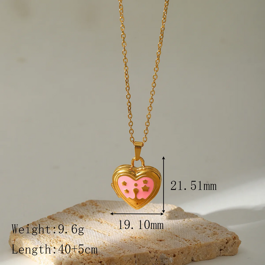 Collar corazón rosa