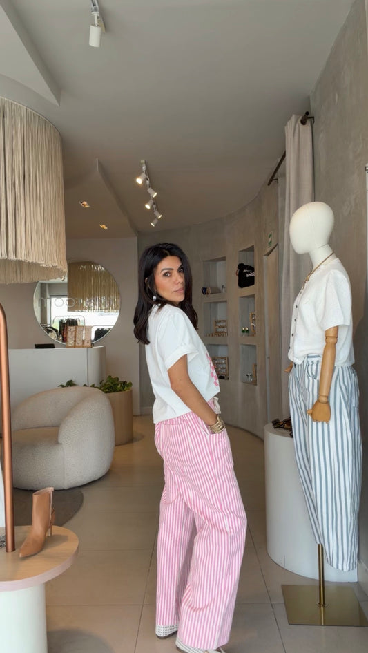 Pantalón rosa rayas