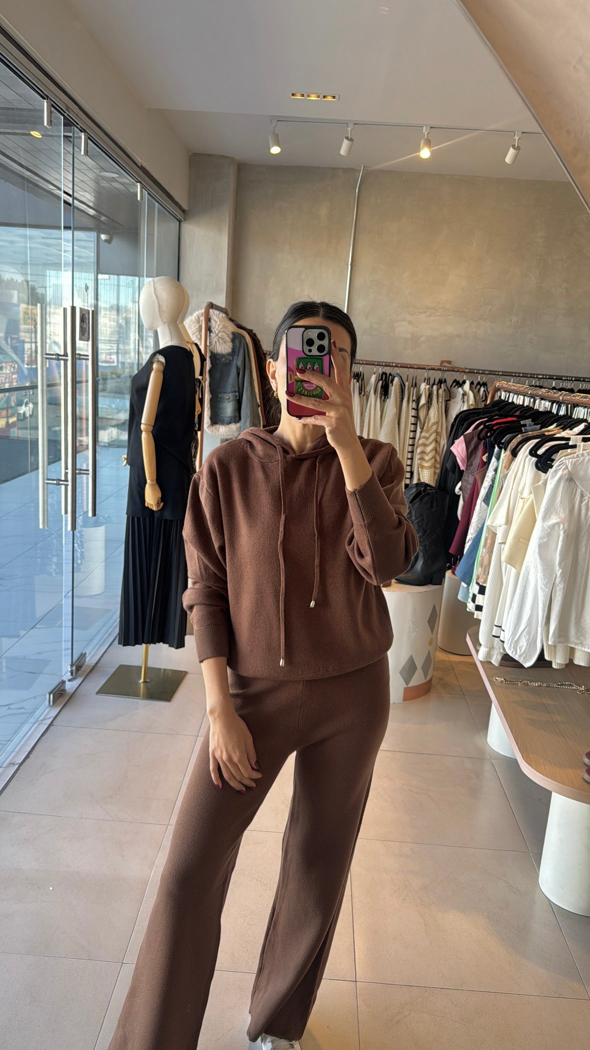 Set punto gorro café