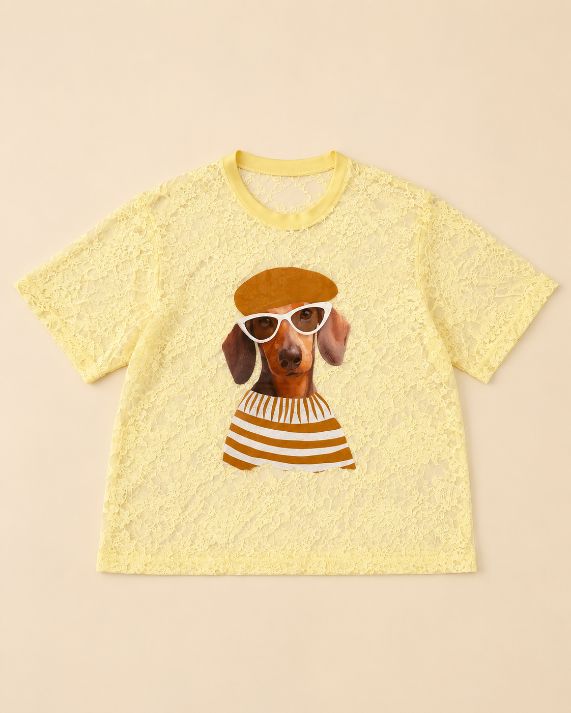 Tshirt encaje perrito amarilla