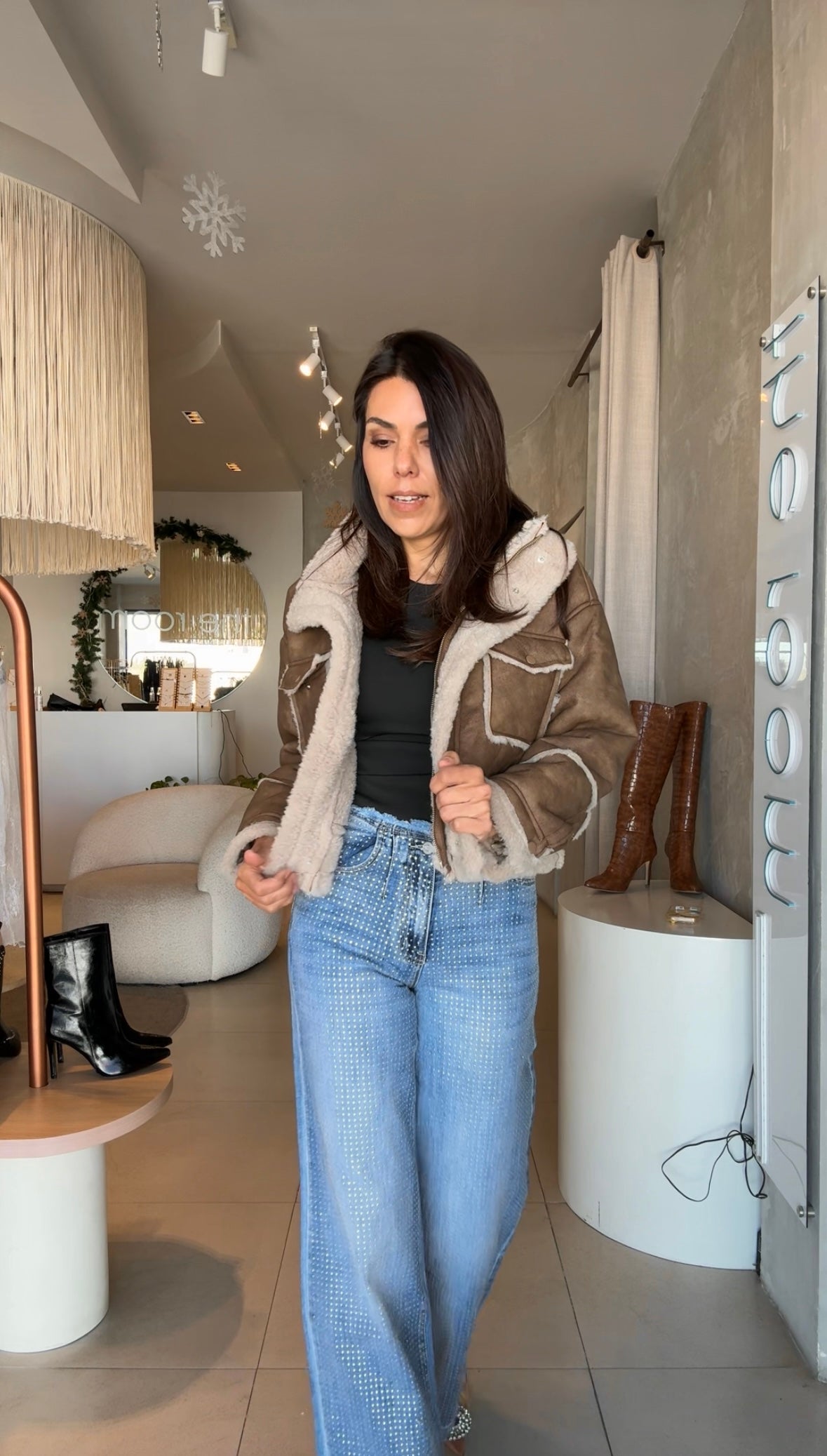 Chamarra borrega camel