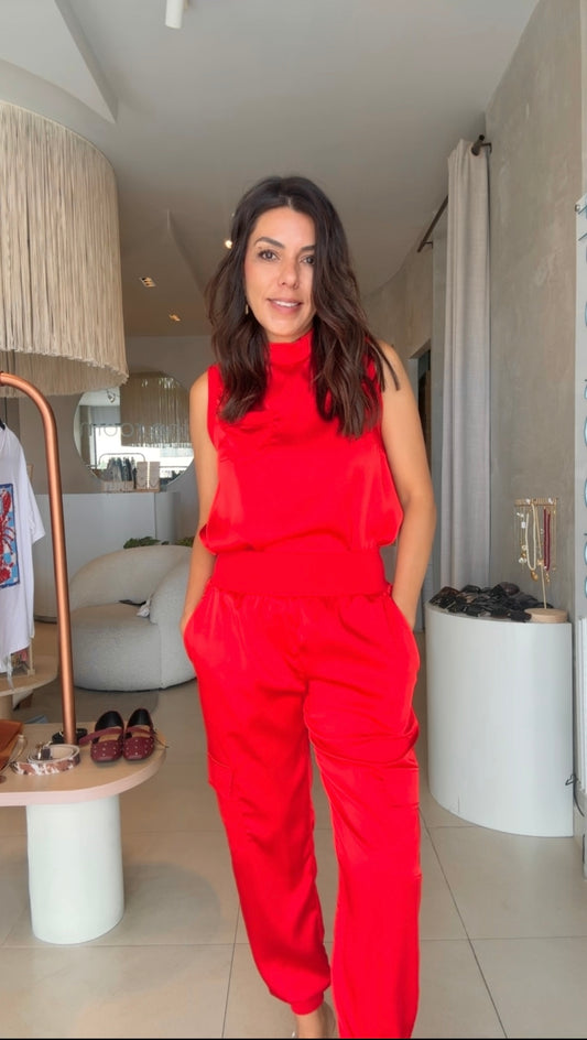 Set rojo satinado