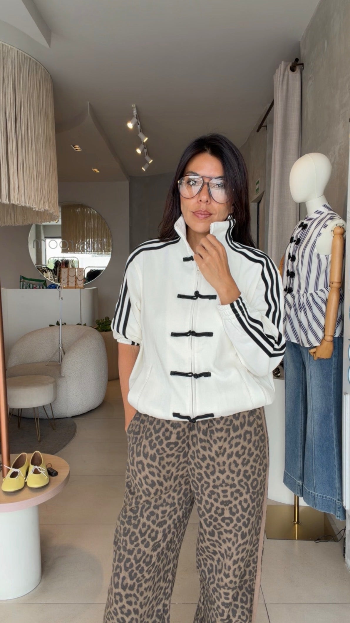 Chamarra stripes blanca
