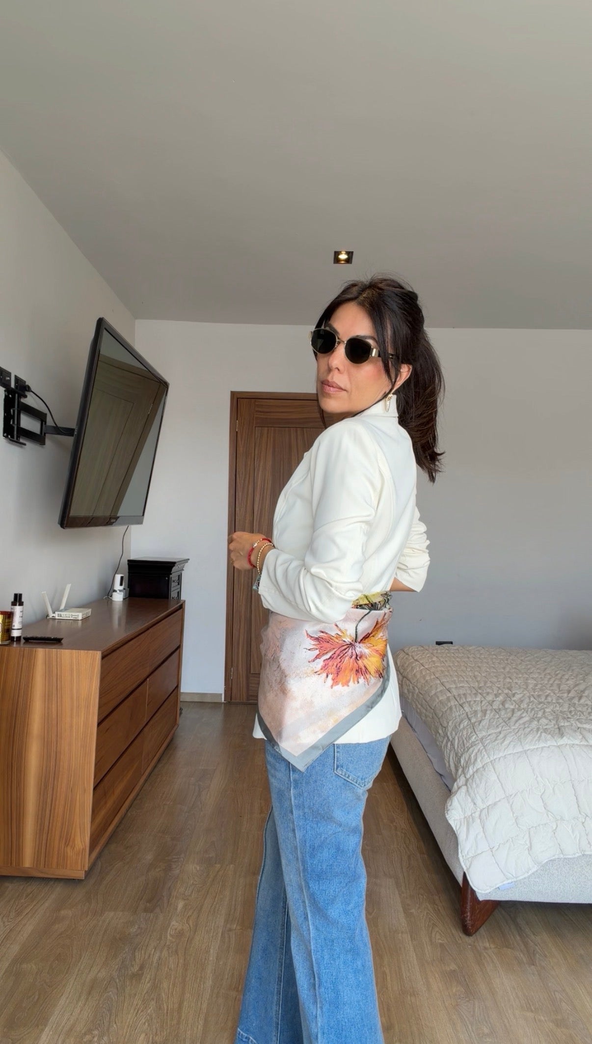 Blazer blanco mascada