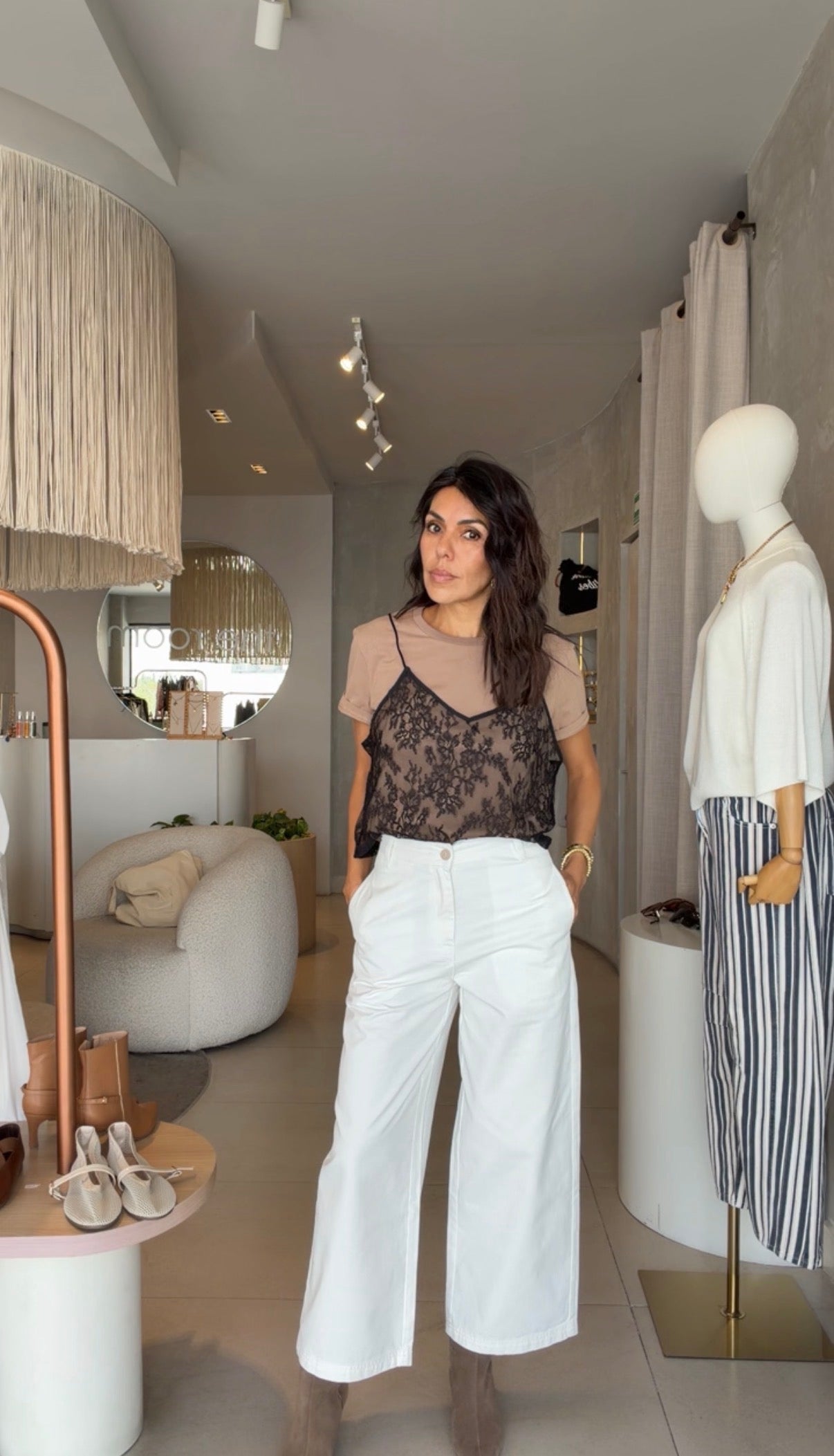 Tshirt mocha con top encaje