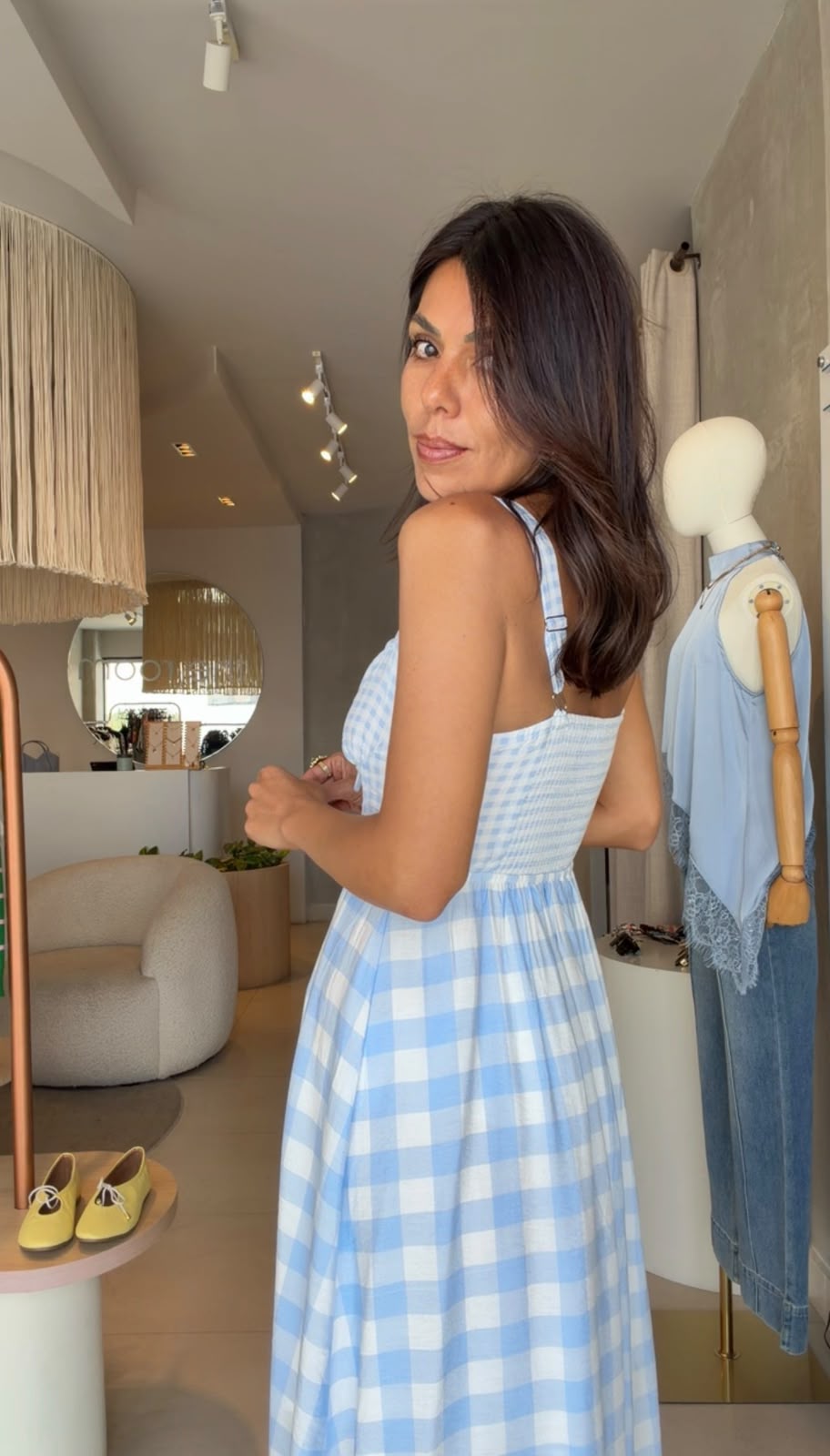 Vestido cuadros azul