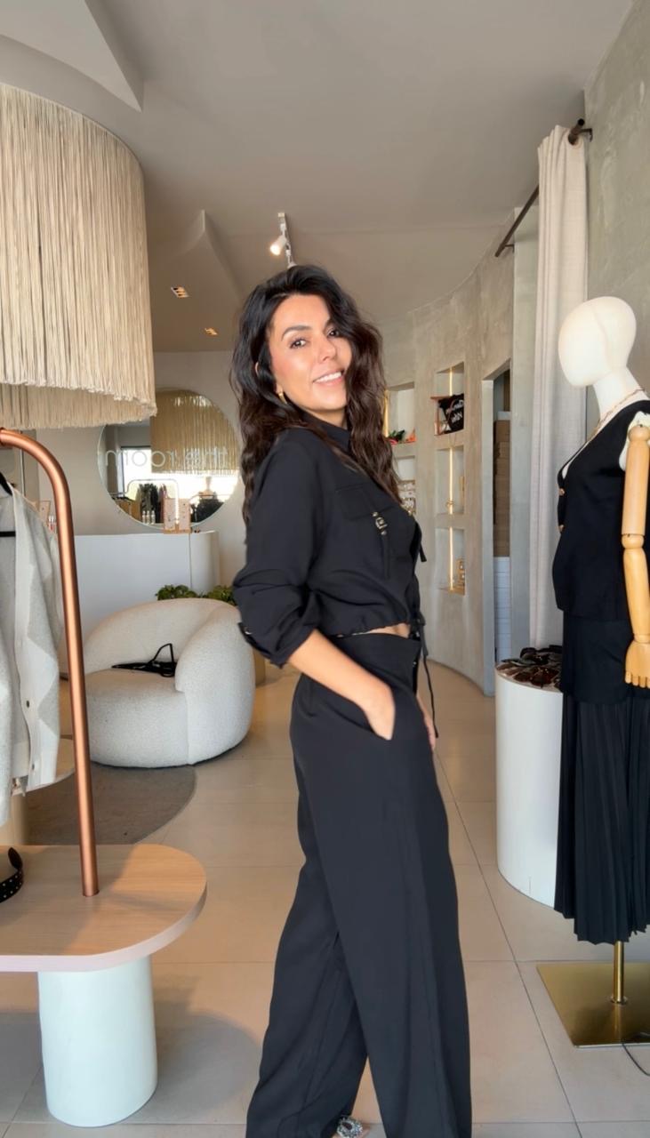 Set negro manga larga