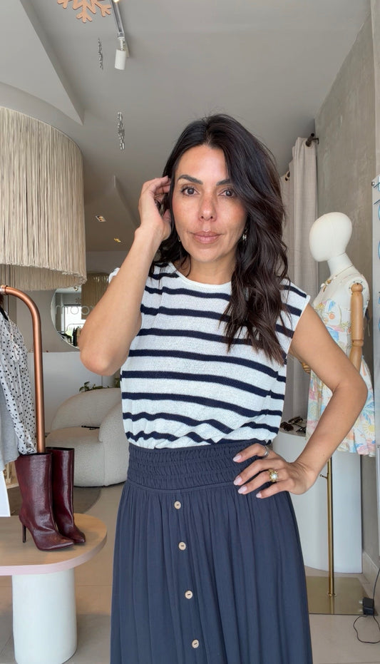 Blusa rayada azul y blanco