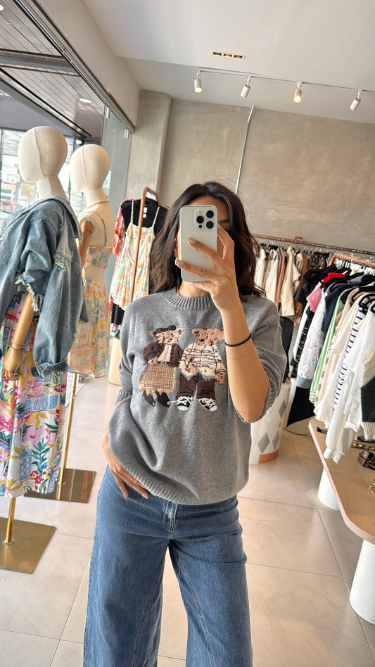 Suéter gris pareja osos