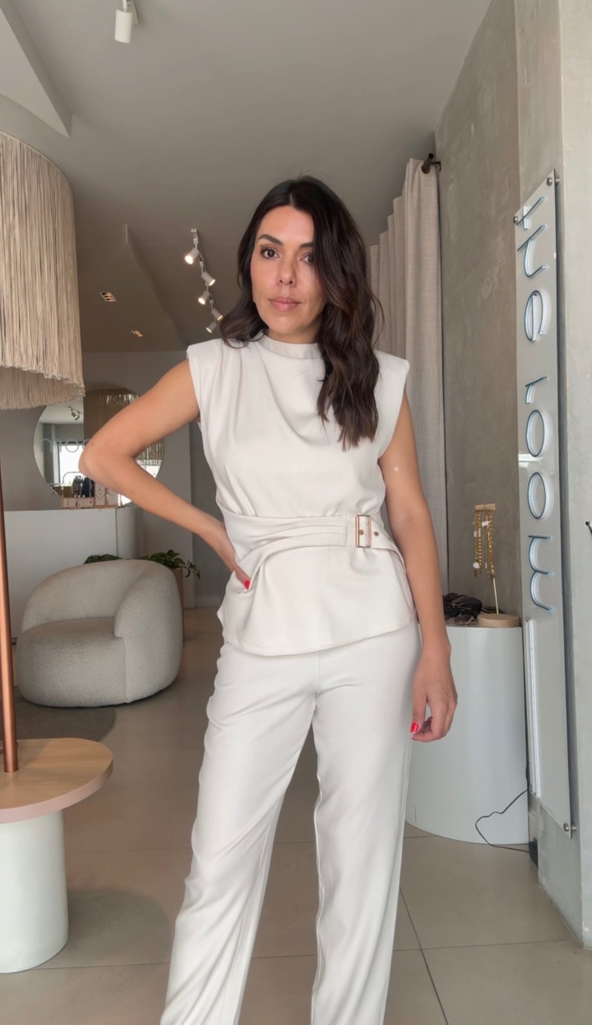 Set cinturón beige