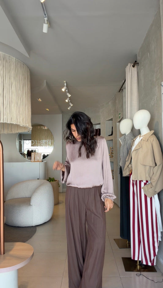 Set mocha blusa y pantalón