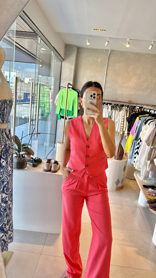 Set coral chaleco y pantalón