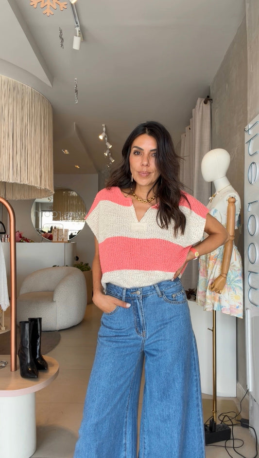 Blusa rayada coral