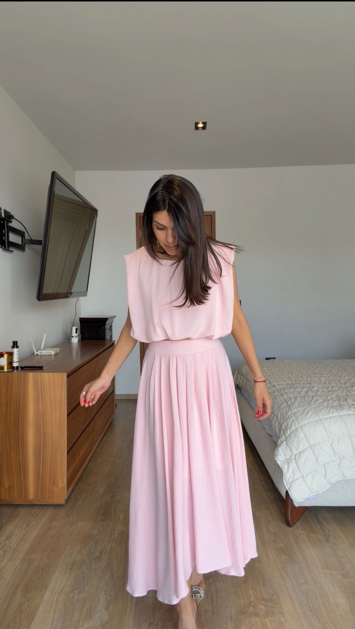 Set rosa falda y top