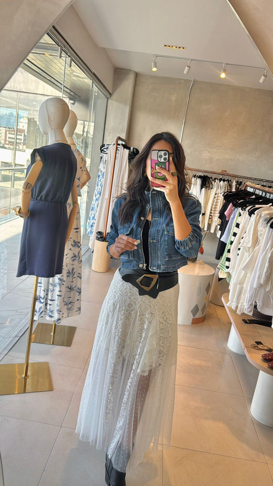 Maxi falda encaje blanca