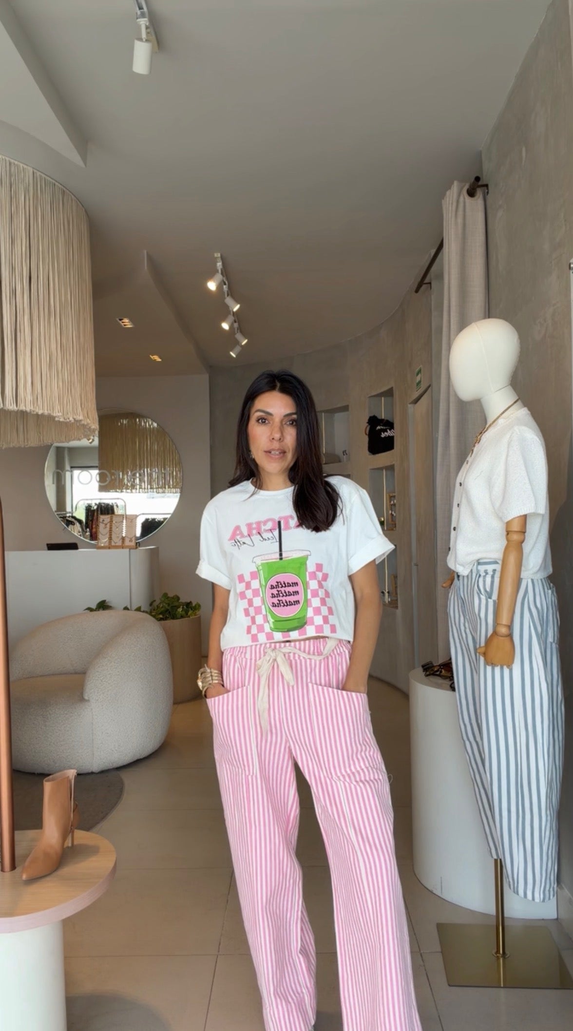 Pantalón rosa rayas