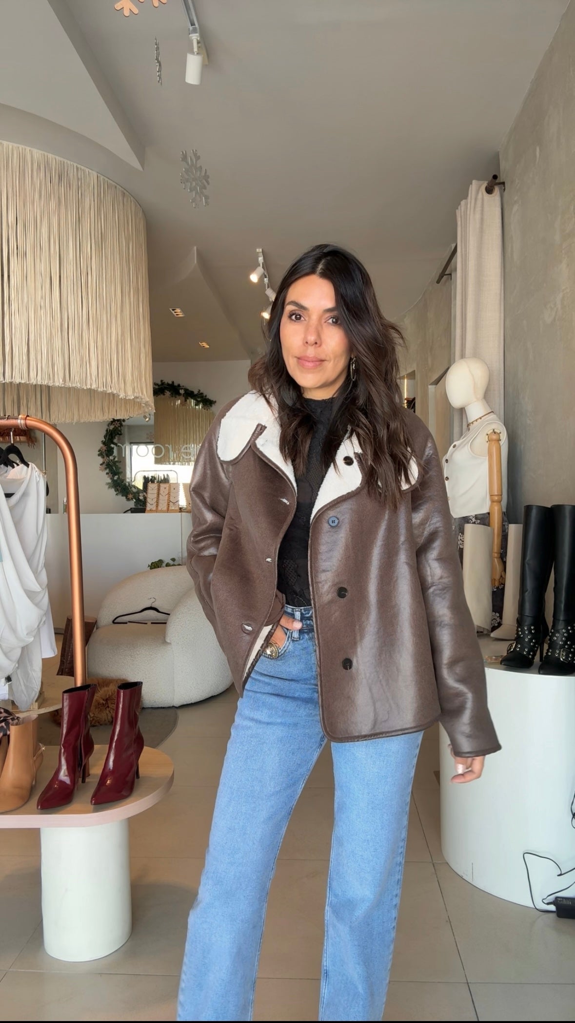 Chamarra café borreguito