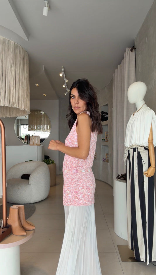 Set coral chaleco y falda